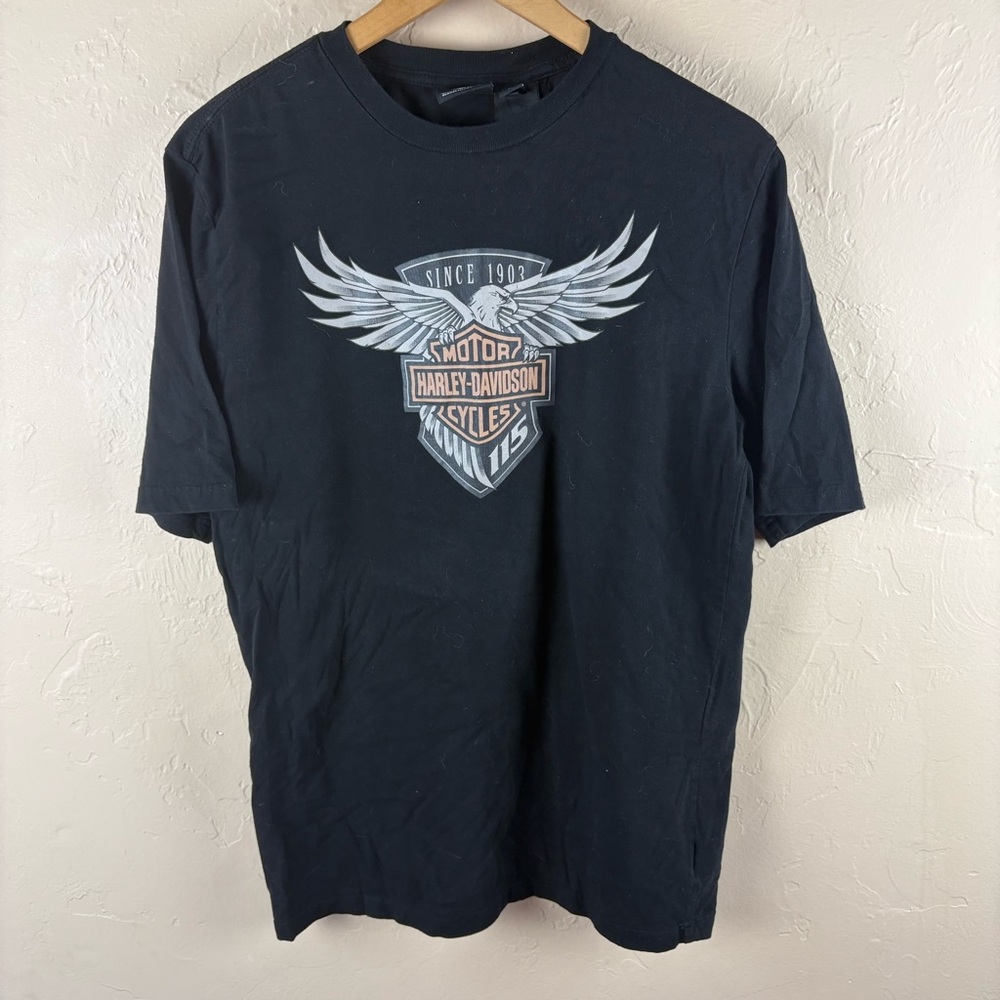 Harley-Davidson Black Short Sleeve Tee with Eagle Design Mens size Medium